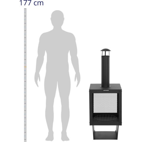 Kominek palenisko piec do ogrodu na taras stalowy z półką na drewno 132 cm Kominek palenisko piec do ogrodu na taras stalowy z półką na drewno 132 cm