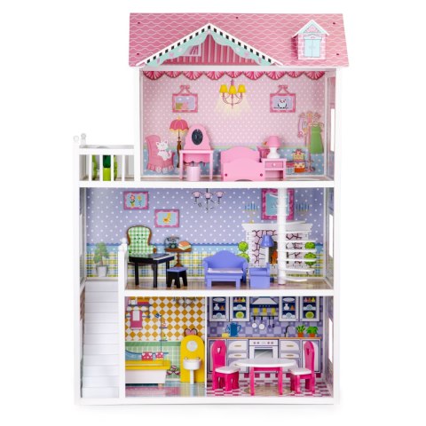 Drewniany domek dla lalek XXL z mebelkami ECOTOYS Drewniany domek dla lalek XXL z mebelkami ECOTOYS