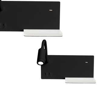 Lampa nocna z półką Shelf Led 4W+5W+2W lewa Czarny
