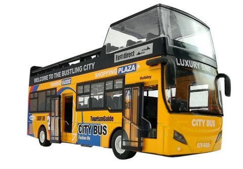 Autobus Piętrowy z Dźwiękiem 1:32 Otwierane Drzwi Żółty Autobus Piętrowy z Dźwiękiem 1:32 Otwierane Drzwi Żółty