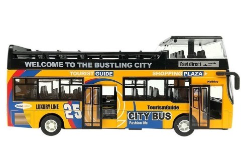 Autobus Piętrowy z Dźwiękiem 1:32 Otwierane Drzwi Żółty Autobus Piętrowy z Dźwiękiem 1:32 Otwierane Drzwi Żółty