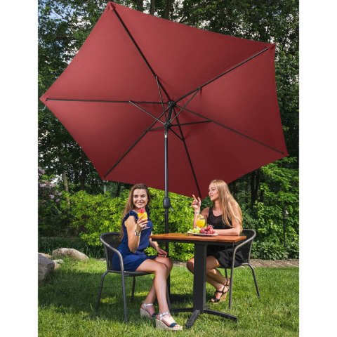 Parasol ogrodowy okrągły duży uchylny z korbką śr. 300 cm bordowy Parasol ogrodowy okrągły duży uchylny z korbką śr. 300 cm bordowy