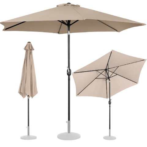 Parasol ogrodowy okrągły duży uchylny z korbką śr. 300 cm kremowy