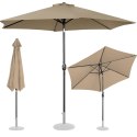 Parasol ogrodowy okrągły duży uchylny z korbką śr. 300 cm szarobrązowy