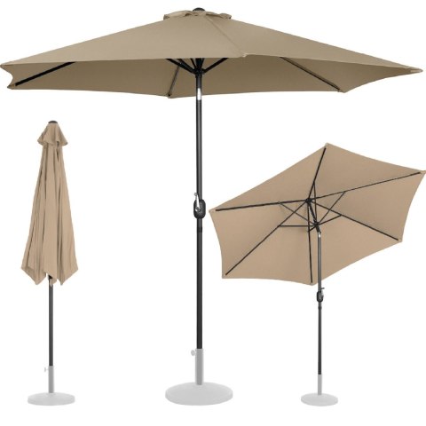 Parasol ogrodowy okrągły duży uchylny z korbką śr. 300 cm szarobrązowy