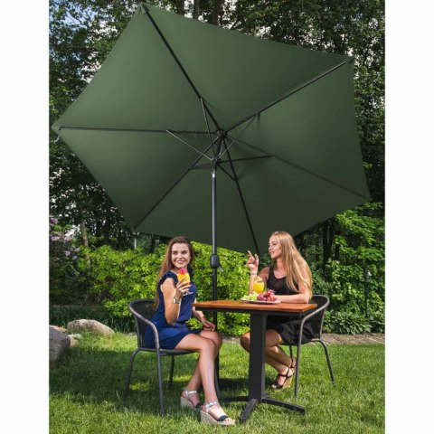 Parasol ogrodowy okrągły duży uchylny z korbką śr. 300 cm zielony Parasol ogrodowy okrągły duży uchylny z korbką śr. 300 cm zielony