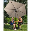 Parasol ogrodowy tarasowy okrągły uchylny z korbką śr. 270 cm kremowy