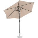 Parasol ogrodowy tarasowy okrągły uchylny z korbką śr. 270 cm kremowy