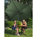 Parasol ogrodowy tarasowy okrągły uchylny z korbką śr. 270 cm zielony