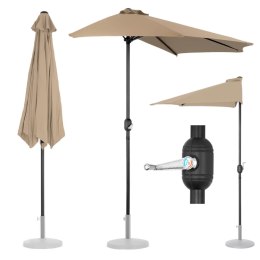 Półparasol przyścienny balkonowy tarasowy półokrągły 270 x 135 cm szarobrązowy