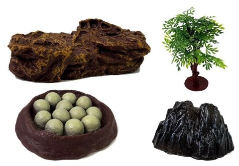 Dinozaury Zestaw Figurek 5 sztuk z Akcesoriami, Kamienie, Drzewko Dinozaury Zestaw Figurek 5 sztuk z Akcesoriami, Kamienie, Drzewko