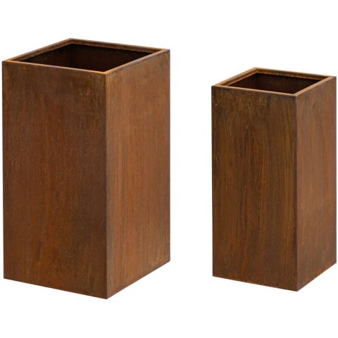 Zestaw 2 donic kwadratowych 23x23 cm 28x28 cm - stal corten