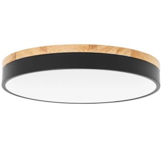 Lampa sufitowa plafon z pilotem śr. 40 cm - czarny z drewnem
