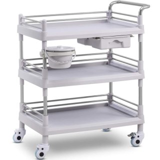 Wózek laboratoryjny zabiegowy kosmetyczny 3 półki 1 szuflada 80 x 73 x 32 cm 30 kg