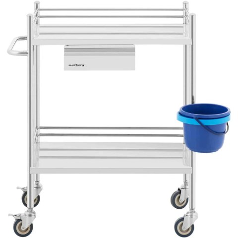 Wózek laboratoryjny zabiegowy kosmetyczny ze stali szuflada 2 półki 72 x 43 x 85.5 cm Wózek laboratoryjny zabiegowy kosmetyczny ze stali szuflada 2 półki 72 x 43 x 85.5 cm
