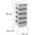 Wózek pomocnik kosmetyczny fryzjerski łazienkowy 5 szuflad 36.5 x 32 x 90 cm - szary