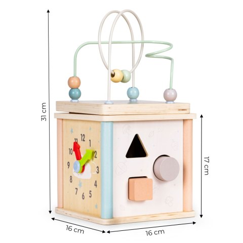 Drewniana kostka edukacyjna sorter klocki ECOTOYS Drewniana kostka edukacyjna sorter klocki ECOTOYS