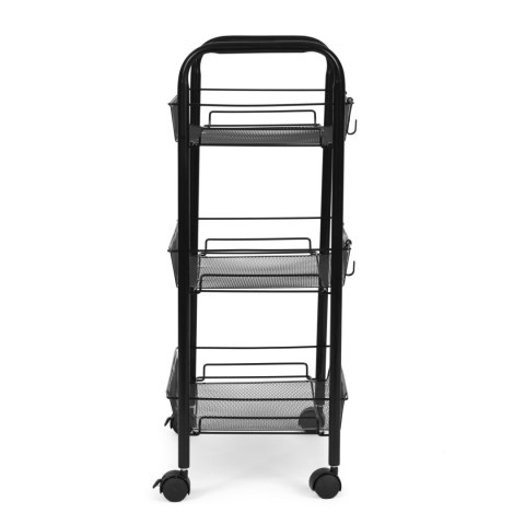 Metalowy regał mobliny łazienkowy z 3 półkami kółka czarny ModernHome Metalowy regał mobliny łazienkowy z 3 półkami kółka czarny ModernHome