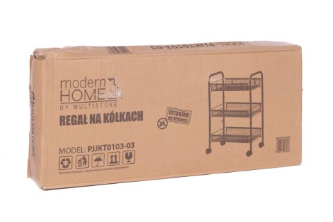 Metalowy regał mobliny łazienkowy z 3 półkami kółka czarny ModernHome Metalowy regał mobliny łazienkowy z 3 półkami kółka czarny ModernHome