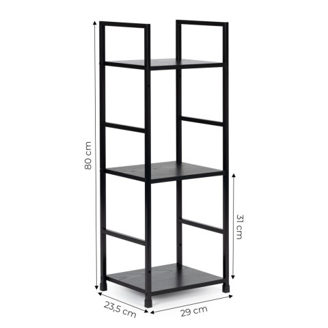 Regał drewniany nowoczesny metalowa rama LOFT 3 półki czarny Regał drewniany nowoczesny metalowa rama LOFT 3 półki czarny