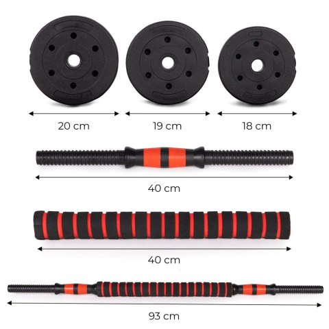 Hantle regulowane 2 x 10kg sztanga zestaw 20kg gryf Hantle regulowane 2 x 10kg sztanga zestaw 20kg gryf