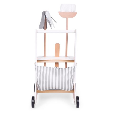 Drewniany zestaw do sprzątania wózek beżowy ECOTOYS Drewniany zestaw do sprzątania wózek beżowy ECOTOYS