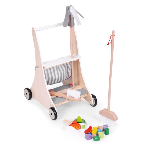 Drewniany zestaw do sprzątania wózek beżowy ECOTOYS Drewniany zestaw do sprzątania wózek beżowy ECOTOYS