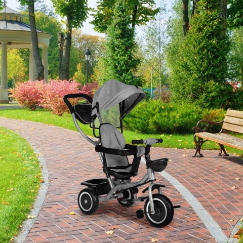 Trójkołowy rowerek spacerówka 2w1 obracane siedzisko składany daszek - szary ECOTOYS Trójkołowy rowerek spacerówka 2w1 obracane siedzisko składany daszek - szary ECOTOYS