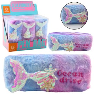 Piórnik Pluszowy Z Syrenim Ogonem Cekiny Fioletowo Niebieski 20 cm x 8,5 cm