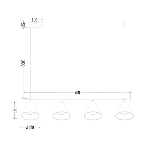 Lampa Wisząca Cone Złoty 4xGU10