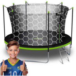 Trampolina ogrodowa 13ft/404cm z siatką wewnętrzną i drabinką zielona Neo-Sport