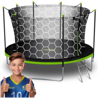 Trampolina ogrodowa 14ft/435cm z siatką wewnętrzną i drabinką zielona Neo-Sport