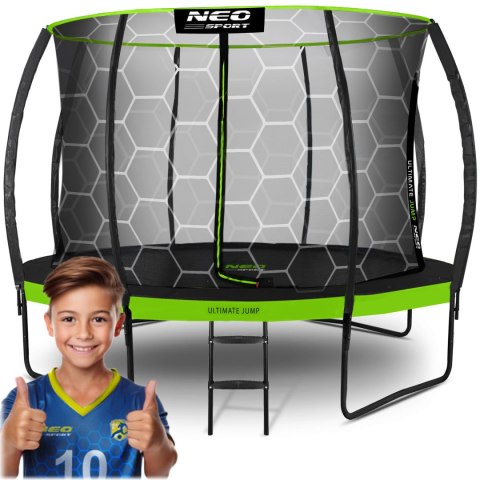 Trampolina ogrodowa profilowana 14ft/435cm z siatką wewnętrzną zielona Neo-Sport Trampolina ogrodowa profilowana 14ft/435cm z siatką wewnętrzną zielona Neo-Sport