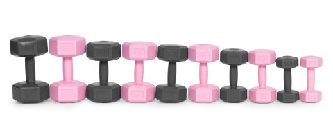 Hantle sześciokątne zestaw 2x2 kg ciężarki do ćwiczeń obciążniki fitness różowe ModernHome Hantle sześciokątne zestaw 2x2 kg ciężarki do ćwiczeń obciążniki fitness różowe ModernHome