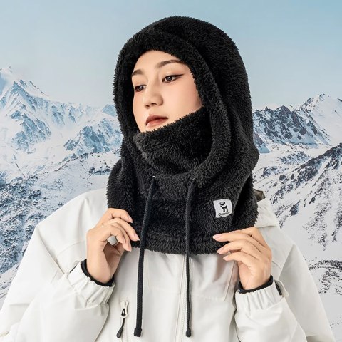 Ciepła kominiarka z futerka zimowa narciarska Arctic Velvet rozmiar L - czarna Ciepła kominiarka z futerka zimowa narciarska Arctic Velvet rozmiar L - czarna