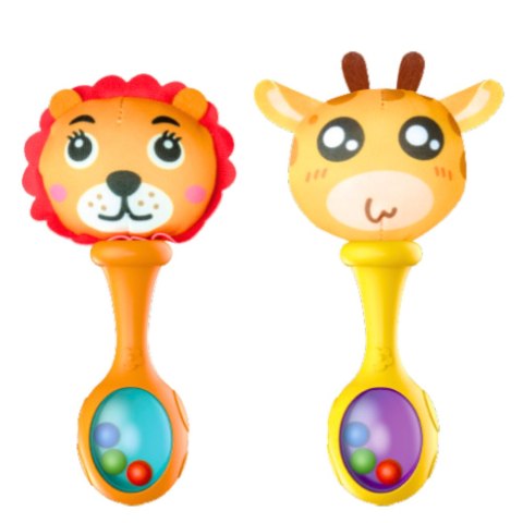 Zestaw Grzechotki Z Miękką Piłeczką Wzorki Żyrafa Lew 2szt