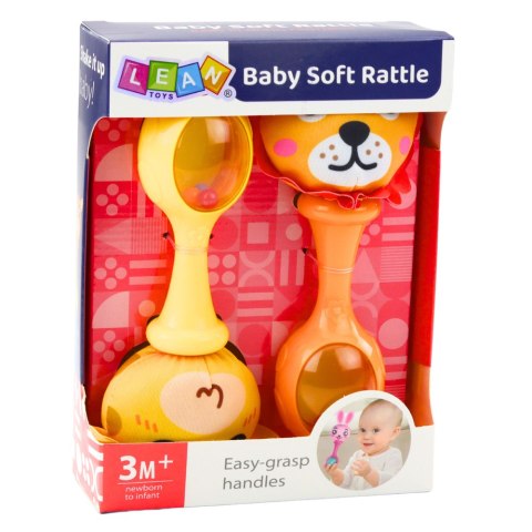 Zestaw Grzechotki Z Miękką Piłeczką Wzorki Żyrafa Lew 2szt