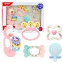 Zestaw Gyzaków Grzechotek Sensorycznych Dla Niemowląt Różowe 5szt