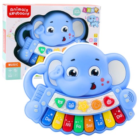 Pianinko Interaktywne Melodie Odgłosy Zwierząt Gama Słonik Niebieski