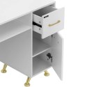 Biurko kosmetyczne do manicure 2 szuflady 2 szafki - biało złote