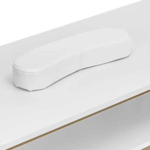 Biurko kosmetyczne do manicure z podpórką na dłonie 110 x 46 cm - biało złote