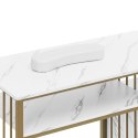Biurko kosmetyczne do manicure z podpórka na dłonie 3 szuflady 110 x 46 cm - marmur złoto