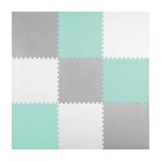 Duża mata piankowa puzzle Ricokids 180x180cm 9 szt szaro-turkusowa