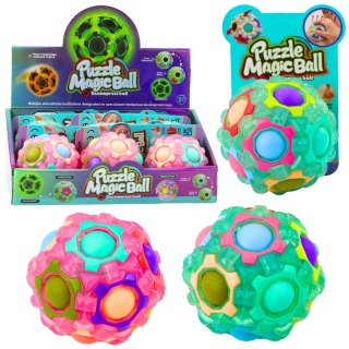 Magiczna Piłka Łamigłówka Logiczna Fluorescencyjna Wypustki 7cm Mix