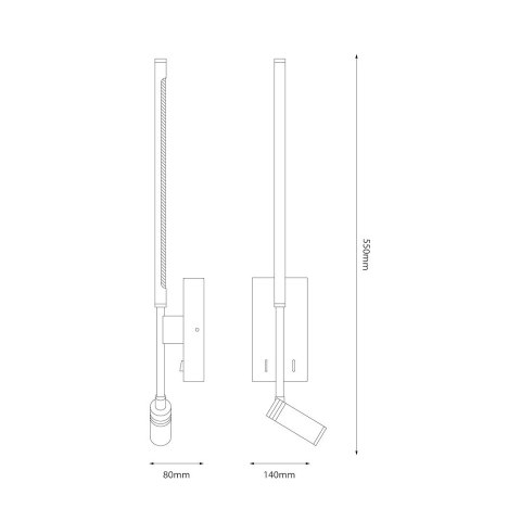 Kinkiet Torch Czarny 6W+3W 4000K