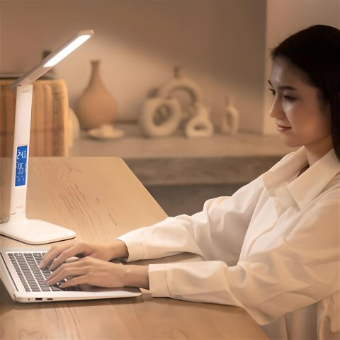 Lampa biurkowa LED 3 poziomy jasności budzik kalendarz zegar termometr 260 lm 5 W