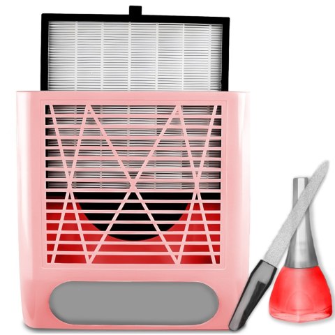 Pochłaniacz pyłu do paznokci kasetowy bezworkowy 80 W - różowy