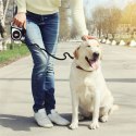 Smycz automatyczna zwijana dla psa kota z blokadą latarką LED do 15 kg 5 m - czarna