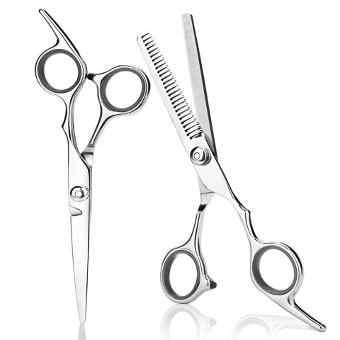 Zestaw narzędzi fryzjerskich do włosów brody w etui nożyce degażówki grzebień spinki - 7 el.