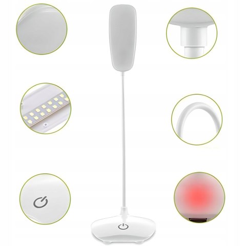 Lampa biurkowa szkolna dotykowa do czytania nauki 3 jasności 14 LED USB